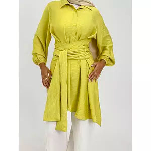 Rapped soft linen shirt lime green