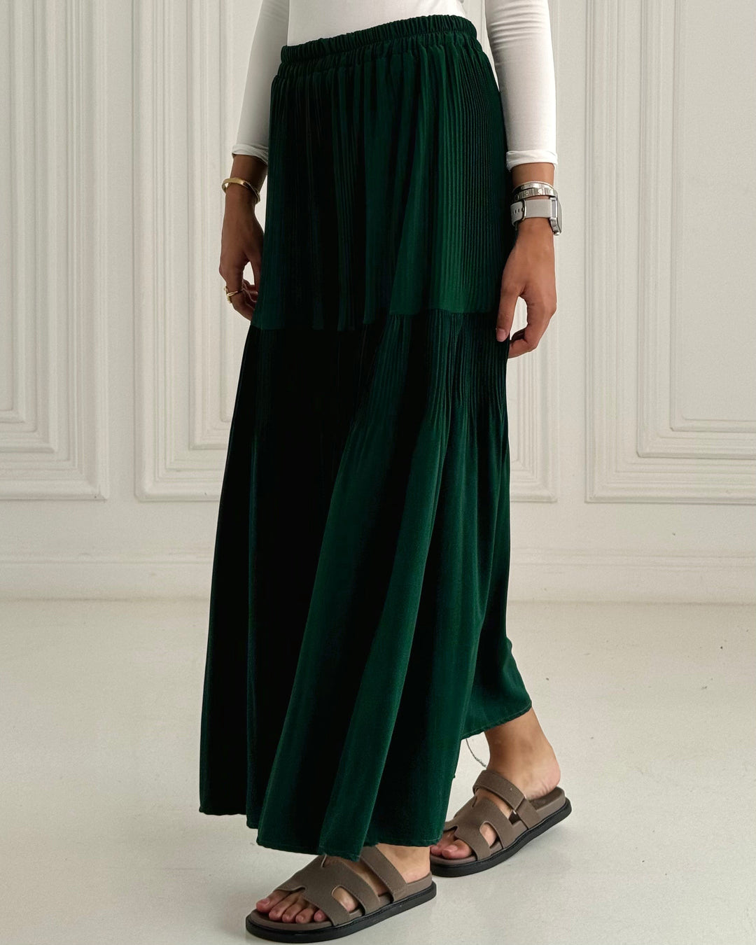 New Pillise skirt-Emerald green