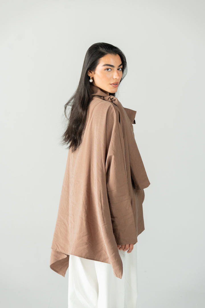 Scarf poncho top - cafe