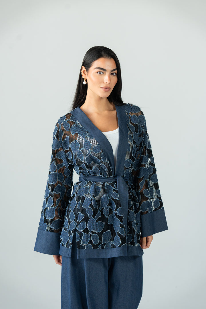 Leaves jeans kimono- blue