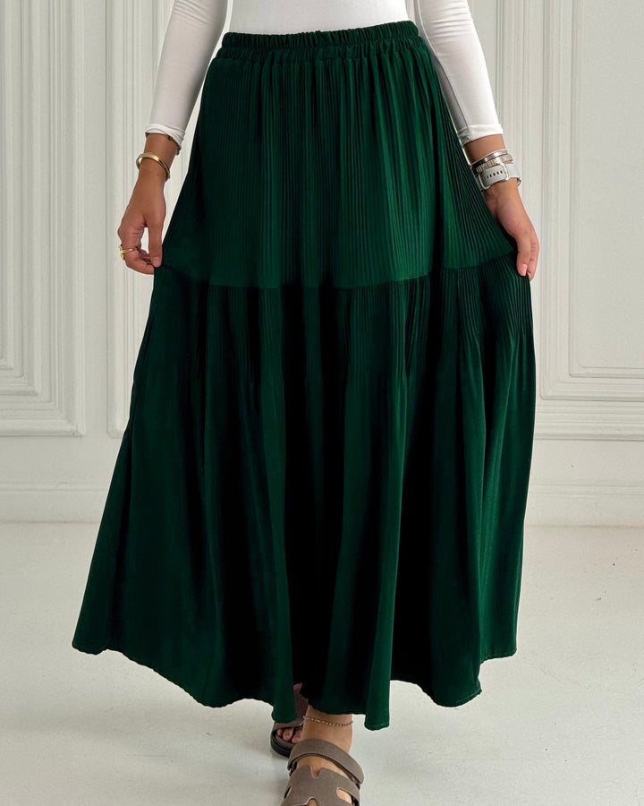 New Pillise skirt-Emerald green