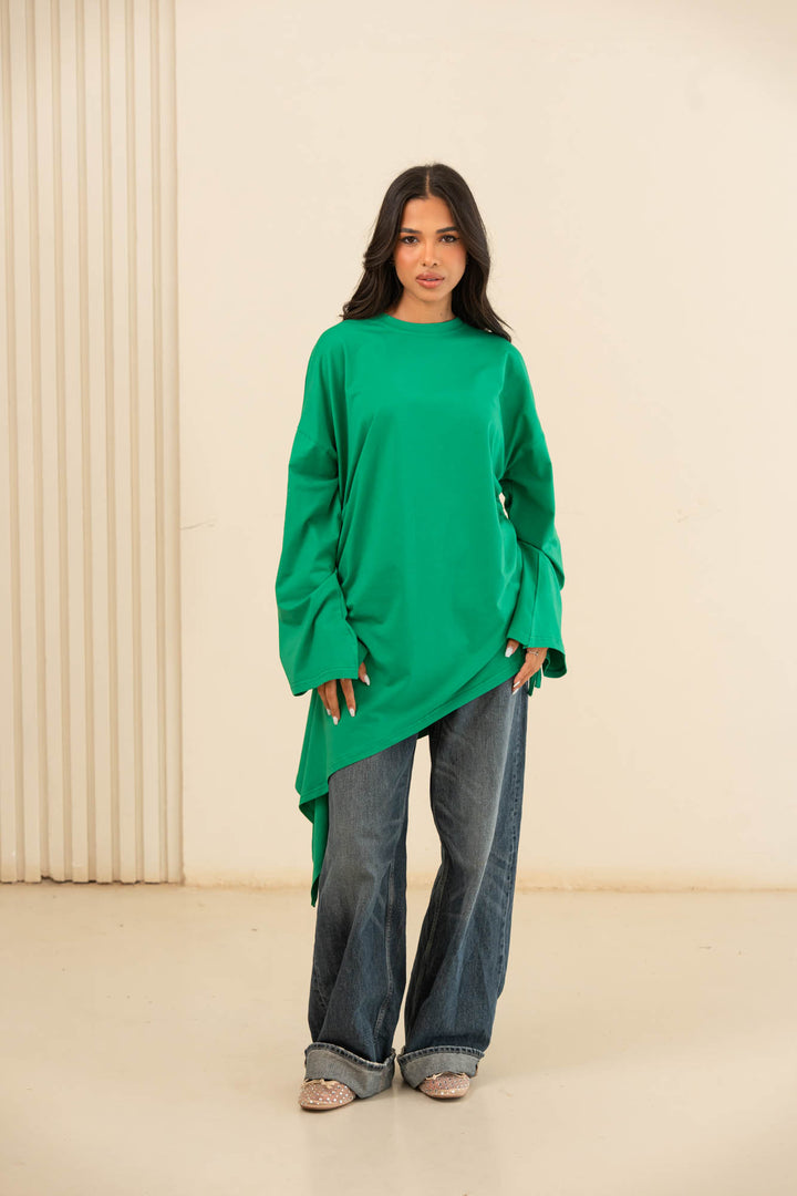 Tie cotton top- green