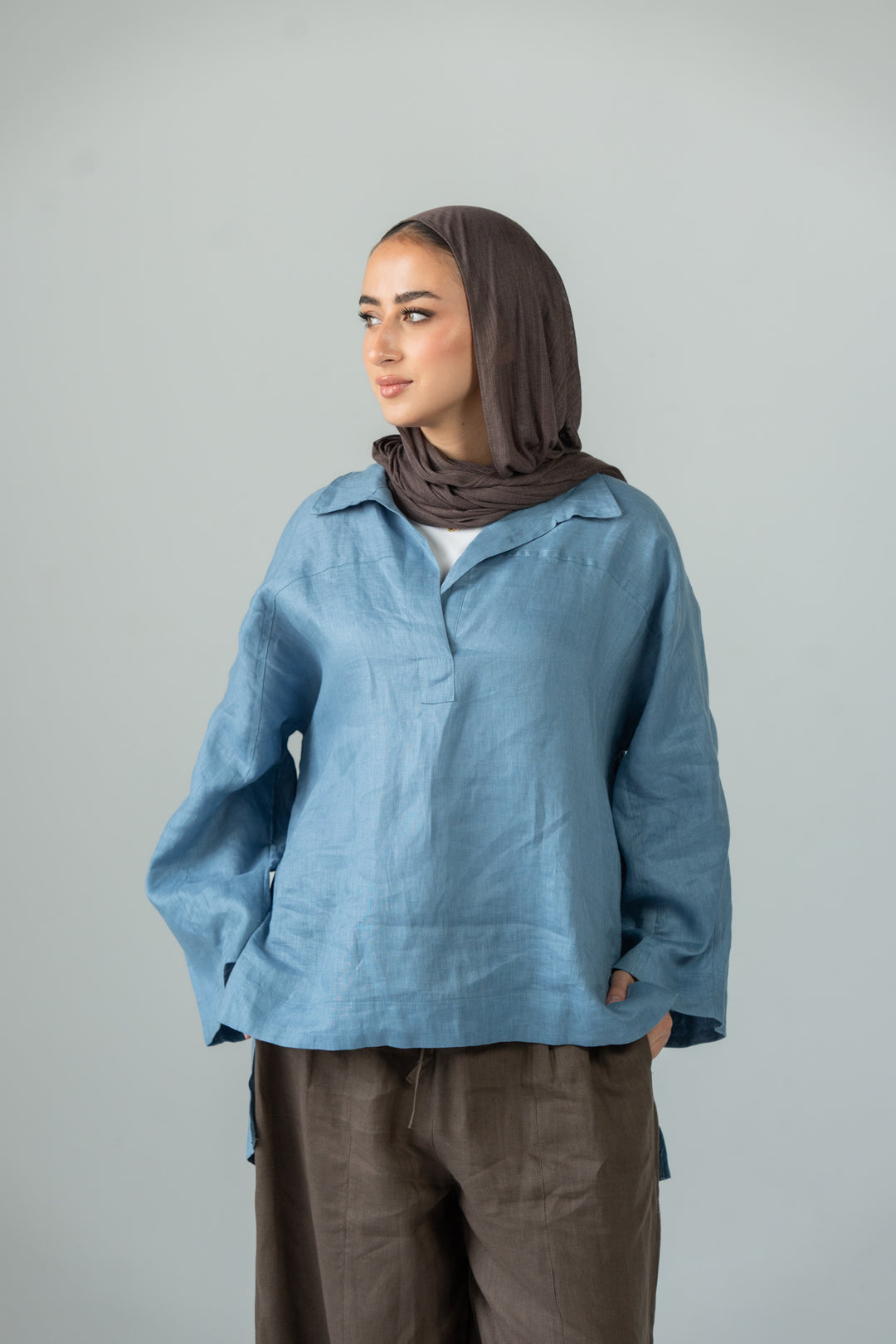 Cozy linen top - state blue