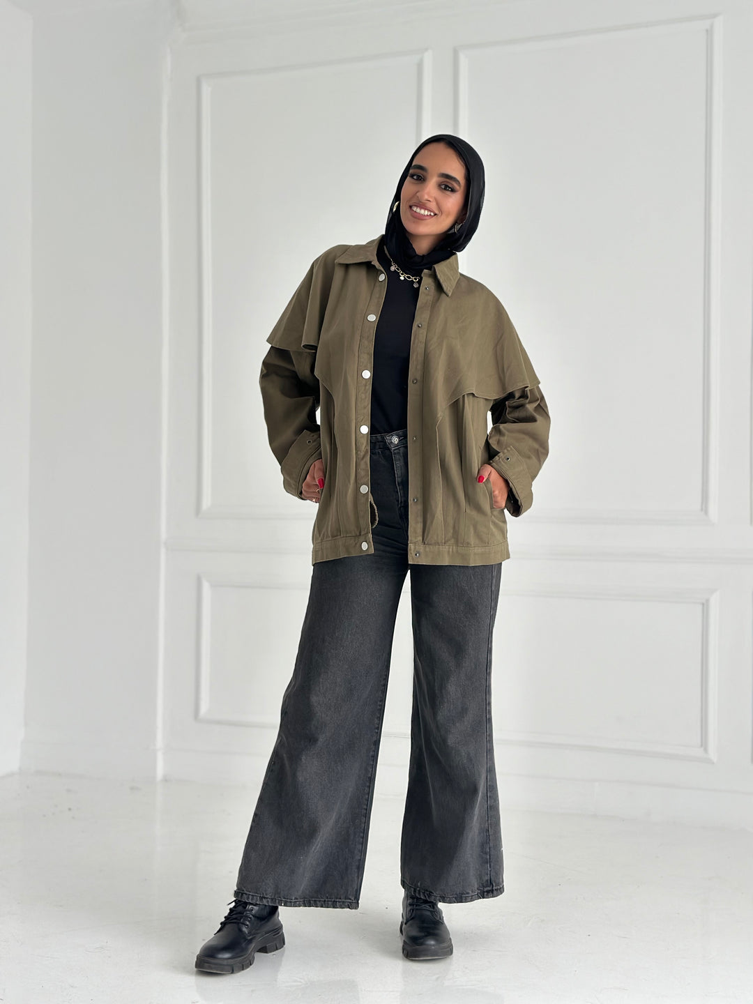 Flying denim jacket- olive