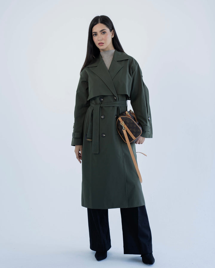 long trench coat- olive