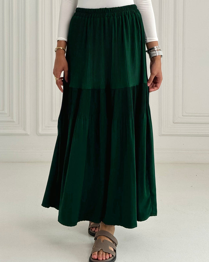 New Pillise skirt-Emerald green