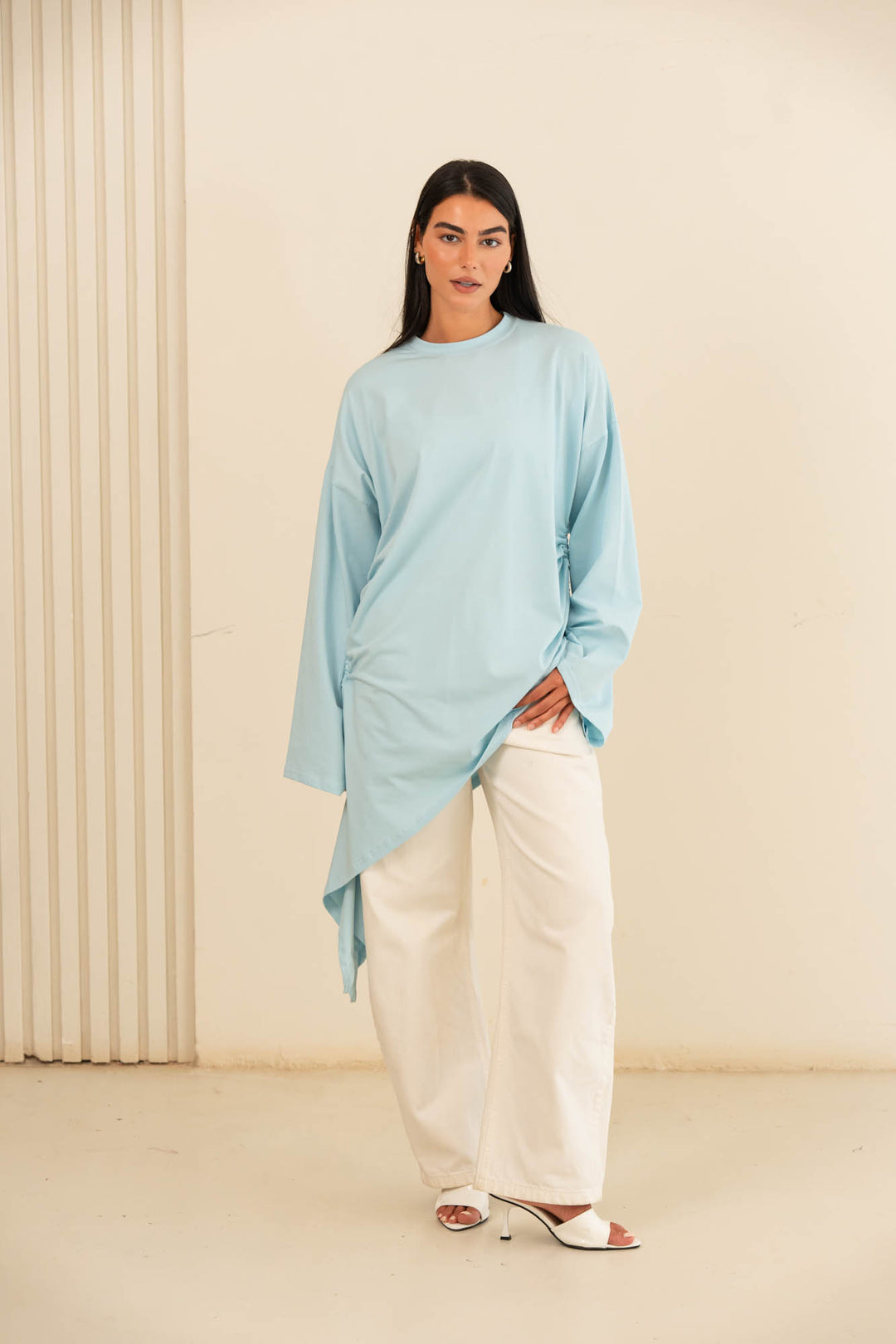 Tie cotton top- baby blue
