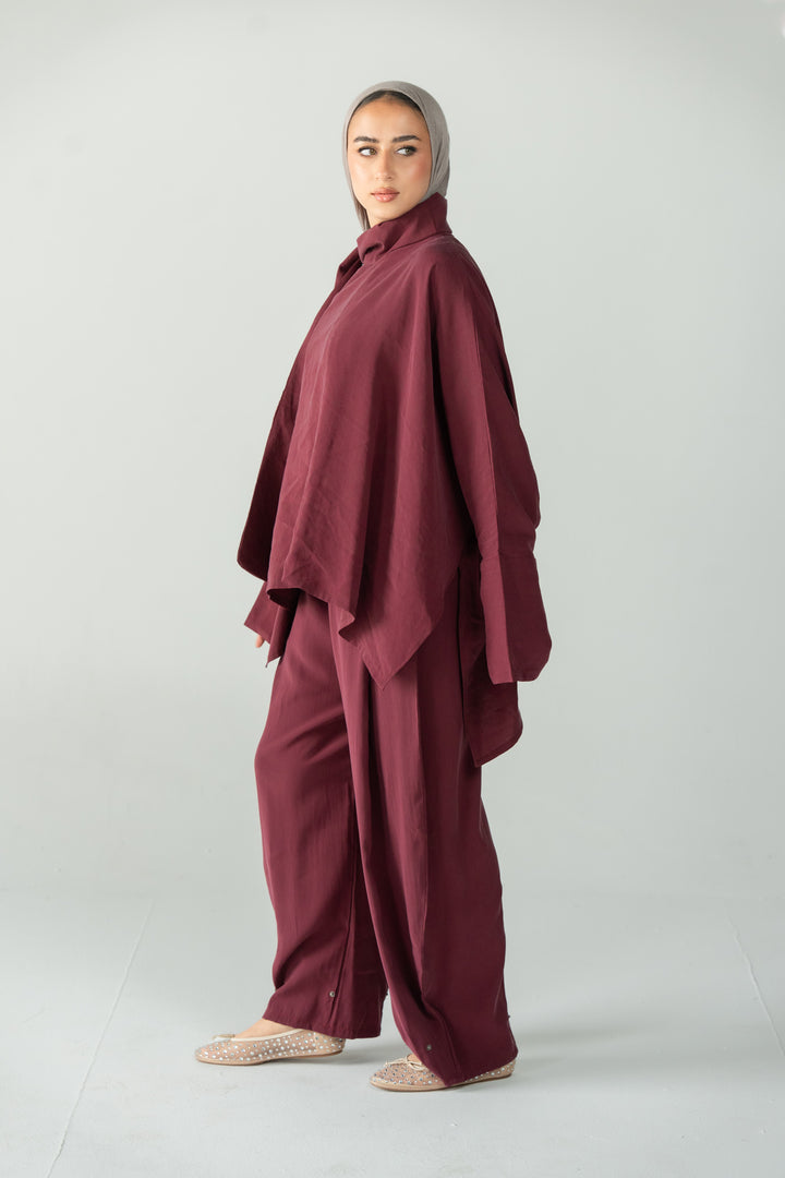 Scarf poncho top - Drak red