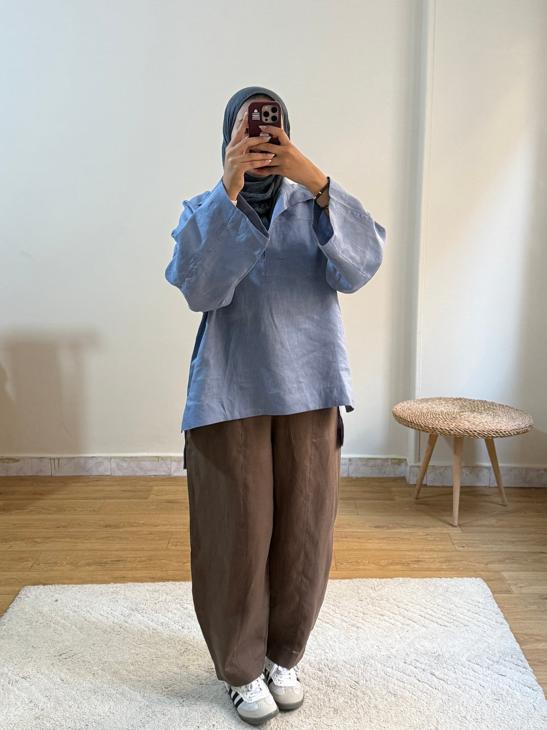 Cozy linen top- state blue