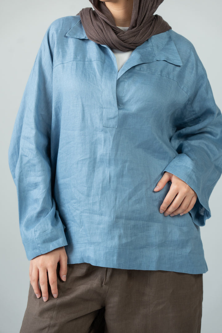 Cozy linen top - state blue
