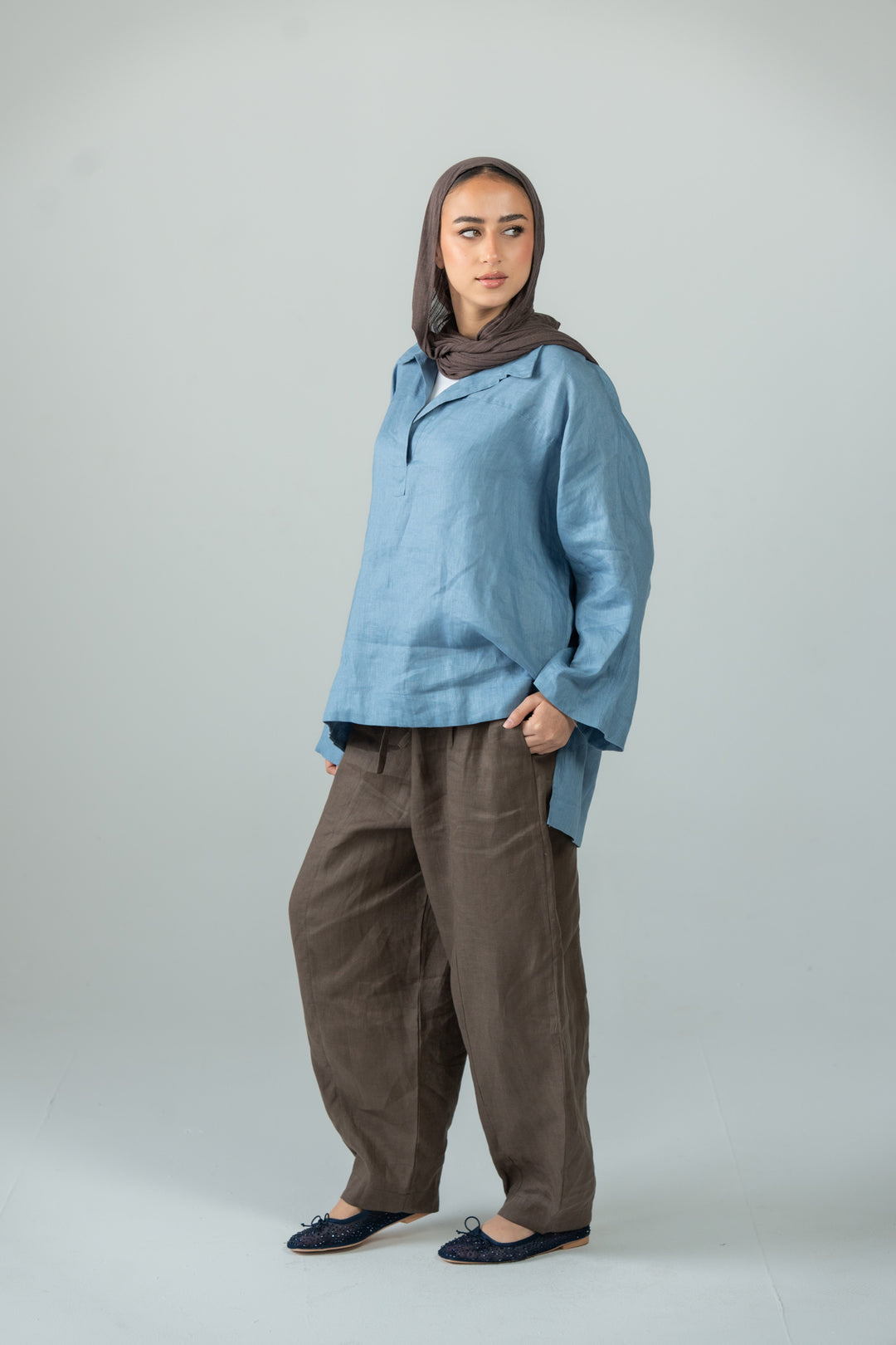 Cozy linen top - state blue