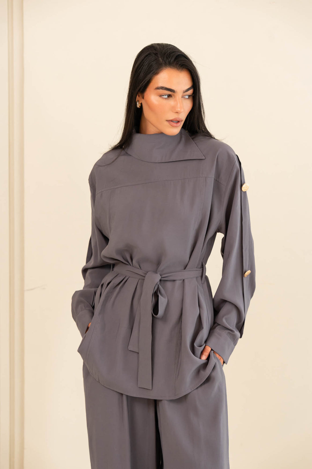 Button collar set- gray