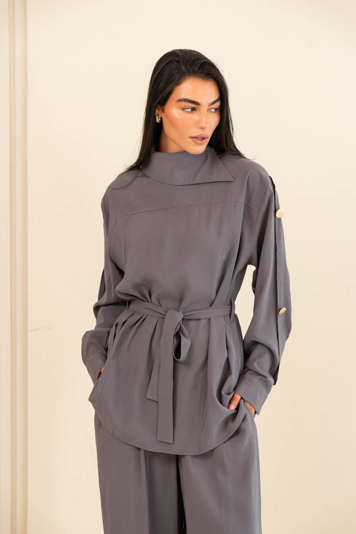 Button collar set- gray