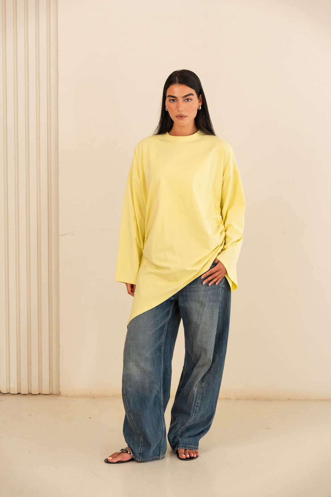 Tie cotton top- yellow