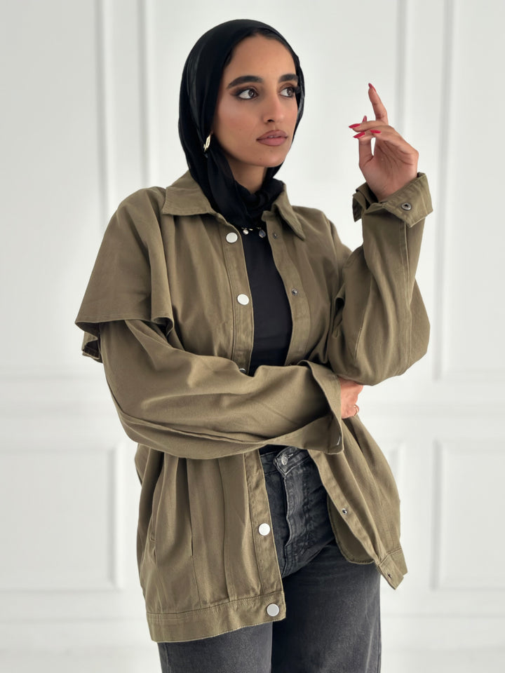 Flying denim jacket- olive
