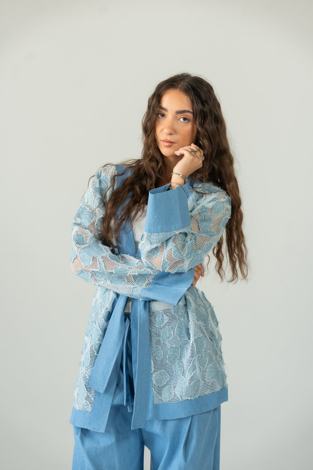 Leaves jeans kimono- light blue