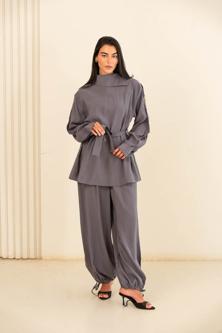 Button collar set- gray
