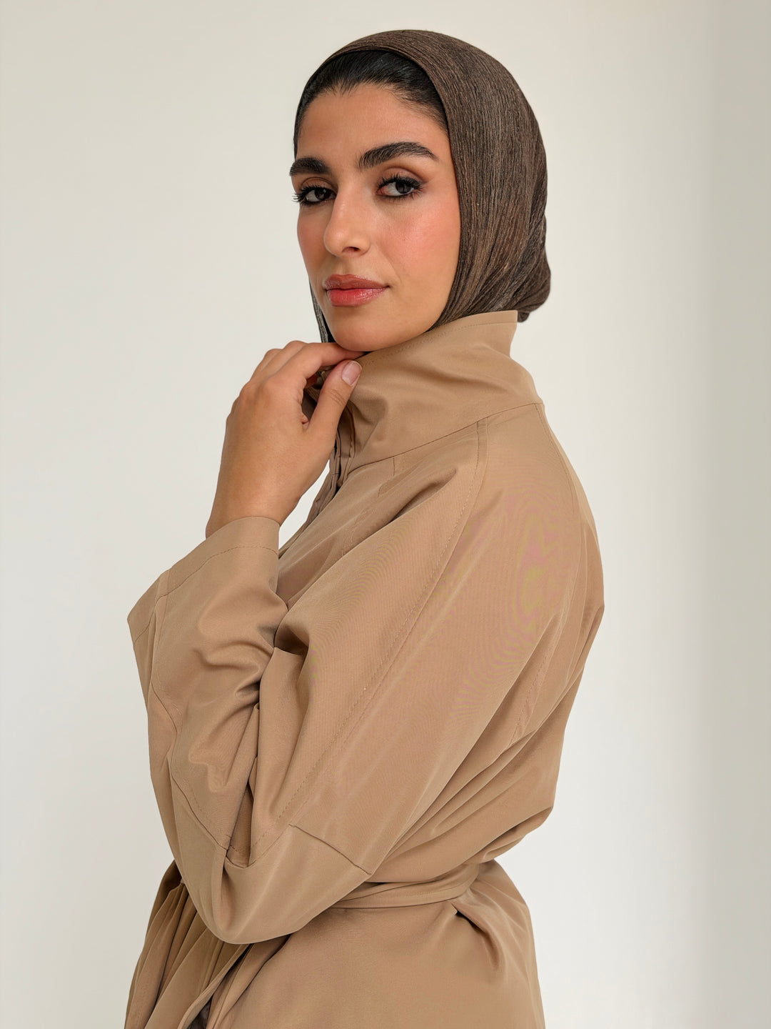 Gabardine long trench coat- beige