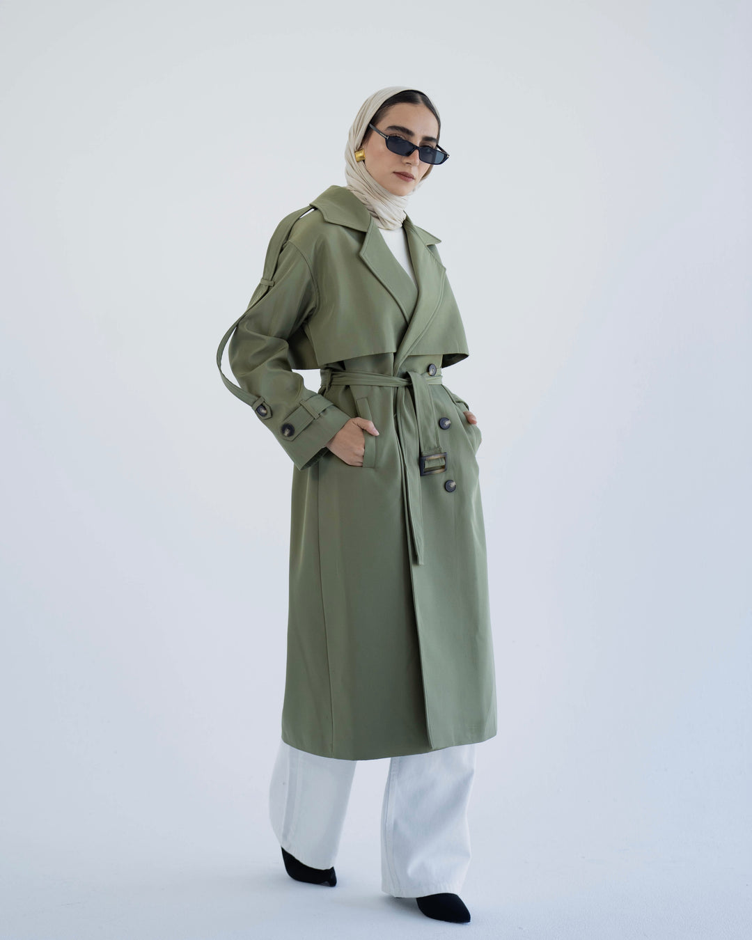 long trench coat- light olive