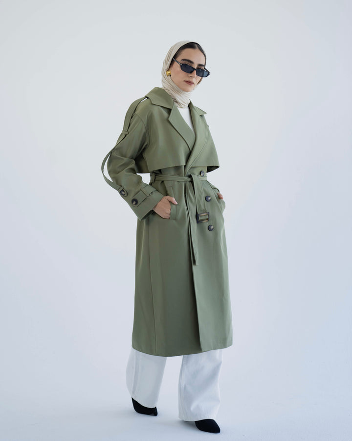 long trench coat- light olive
