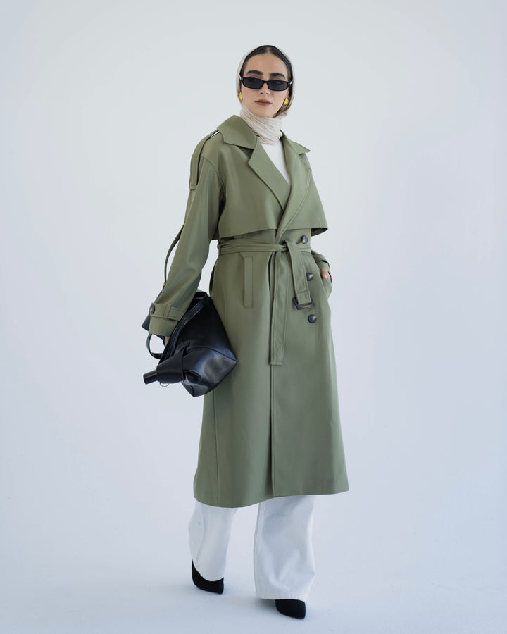 long trench coat- light olive