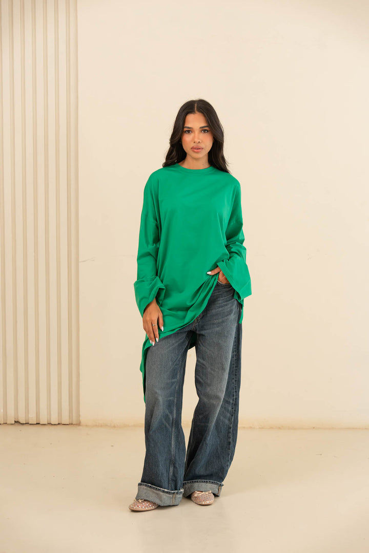 Tie cotton top- green