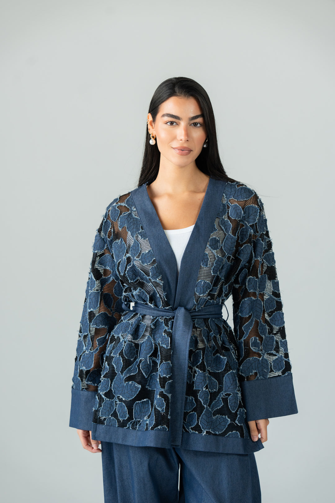 Leaves jeans kimono- blue