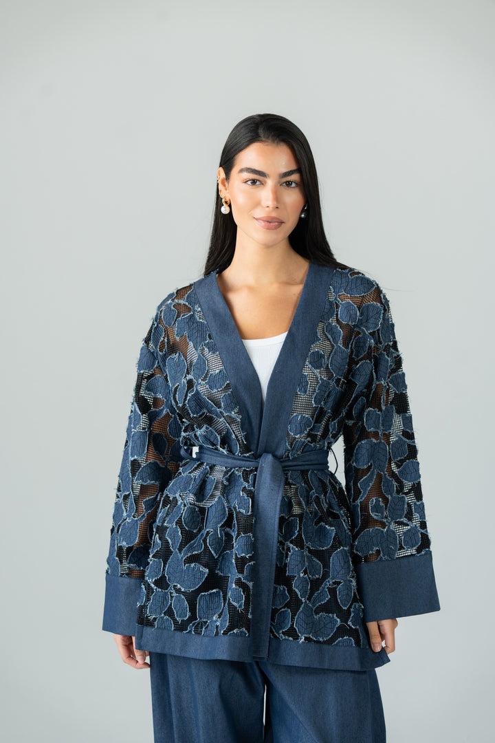 Leaves jeans kimono- blue