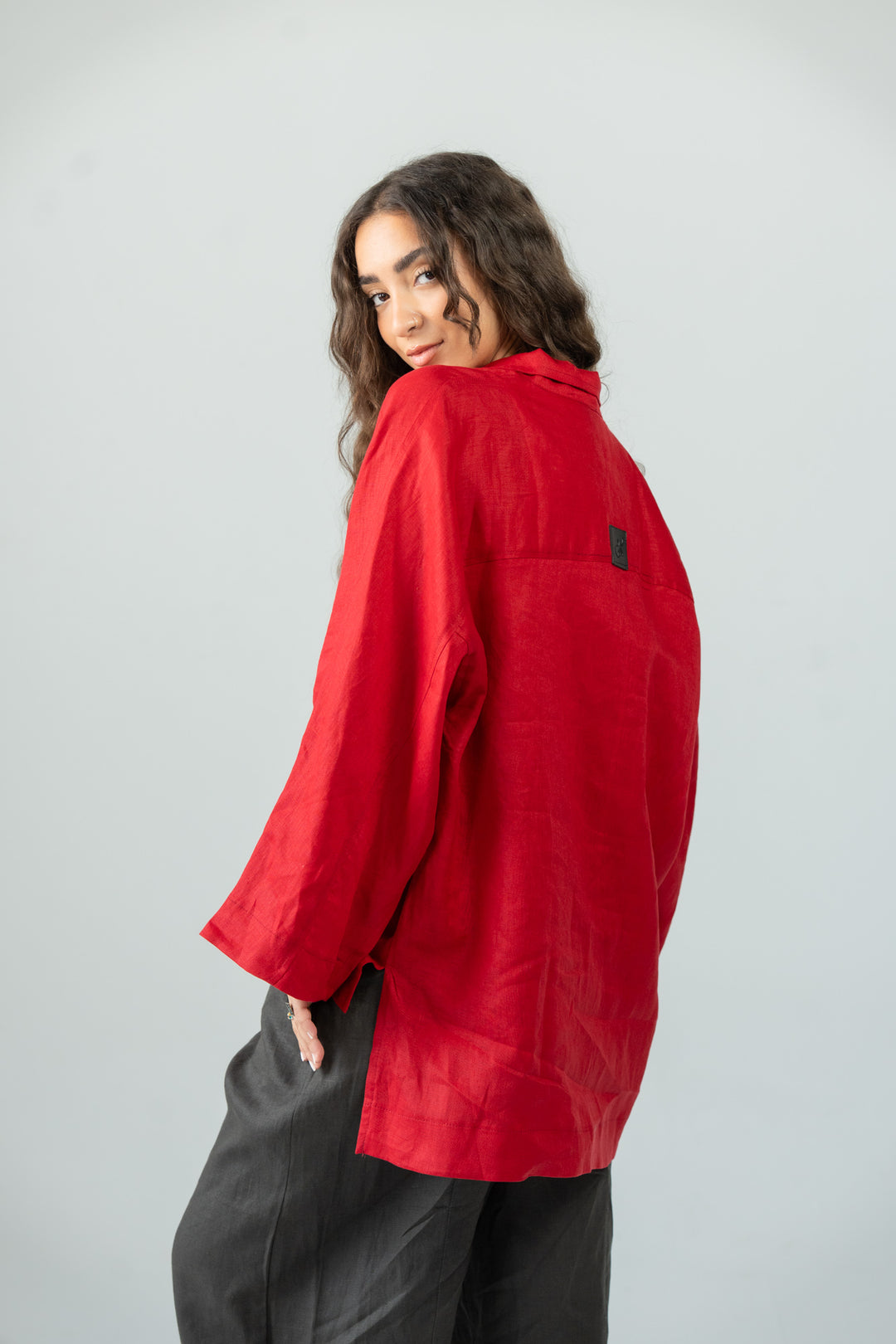 Cozy linen top - fiery red