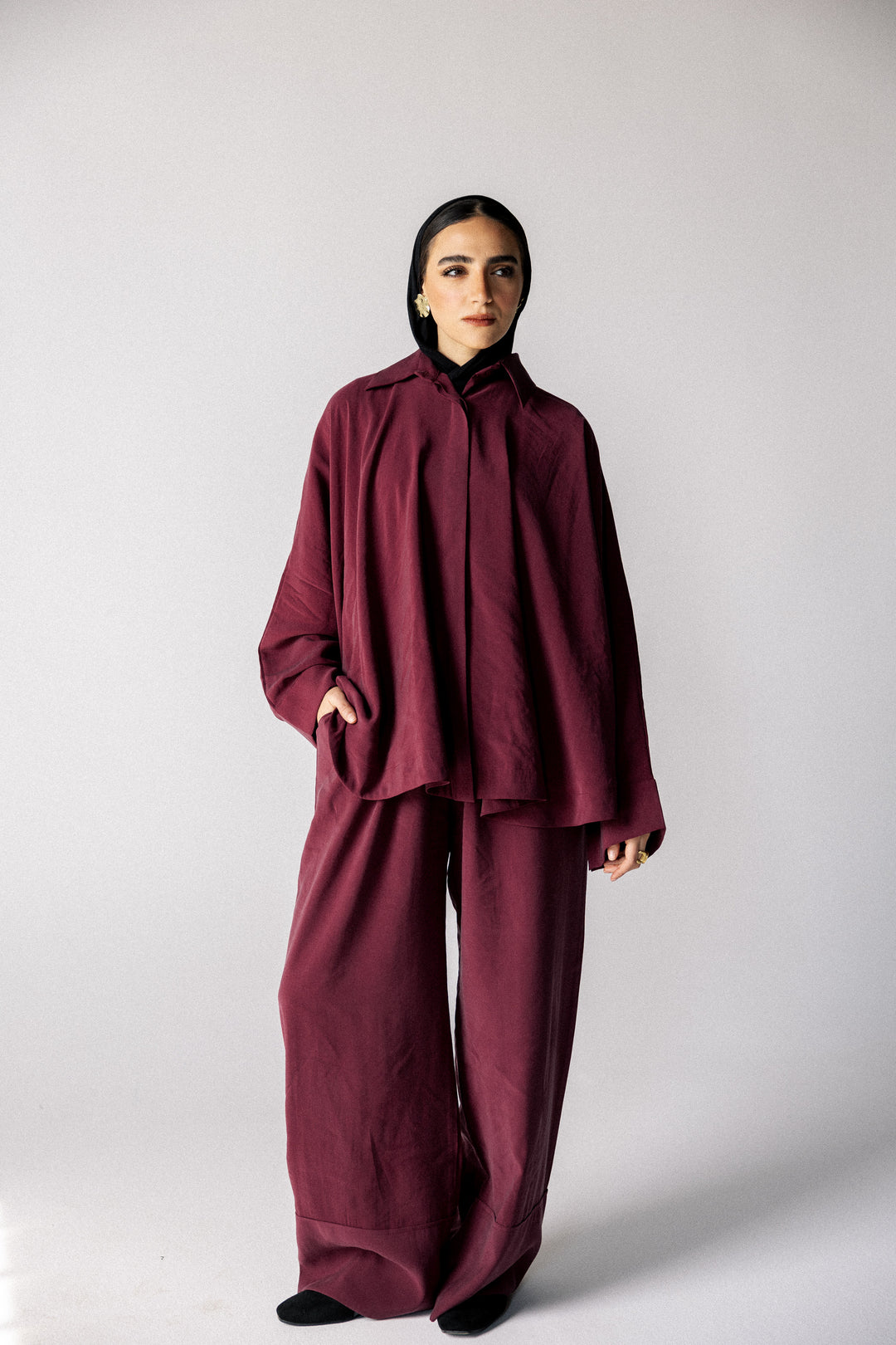 Curved washed set - red