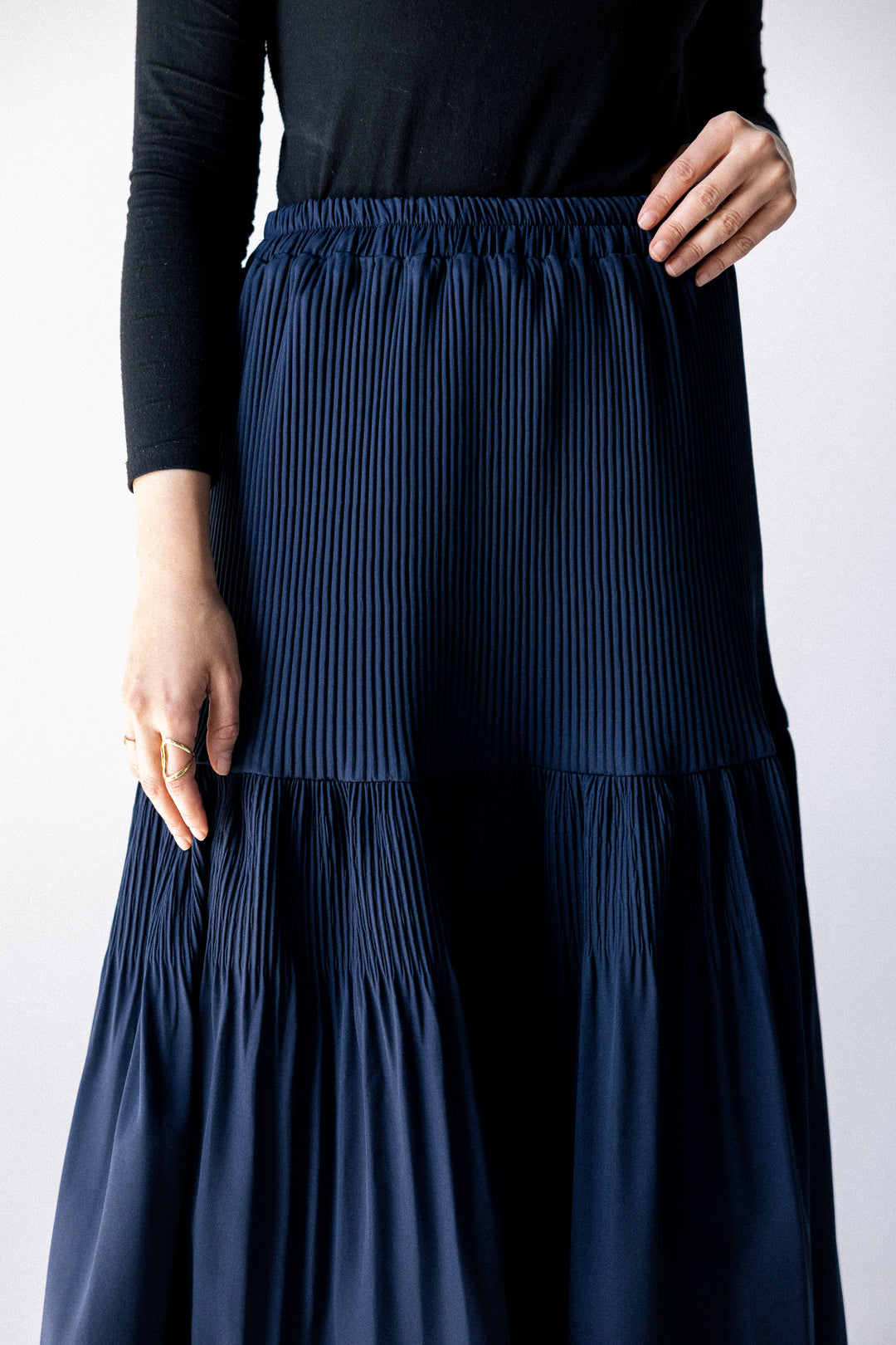 Plain pleated Skirt - Dark blue