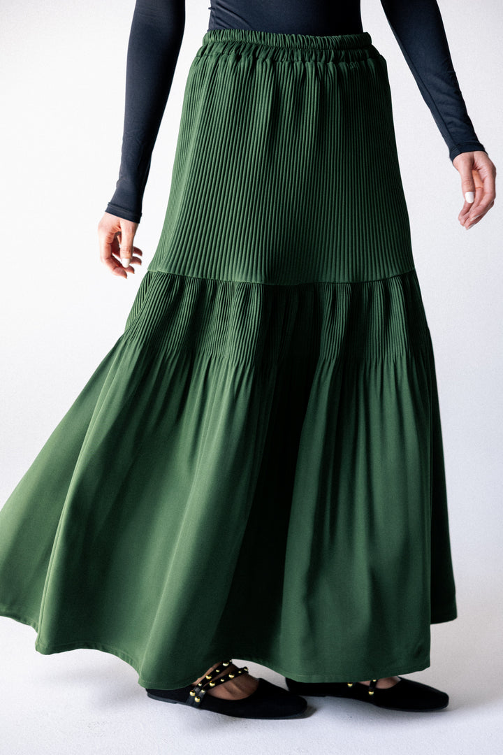 Plain pleated Skirt - Green