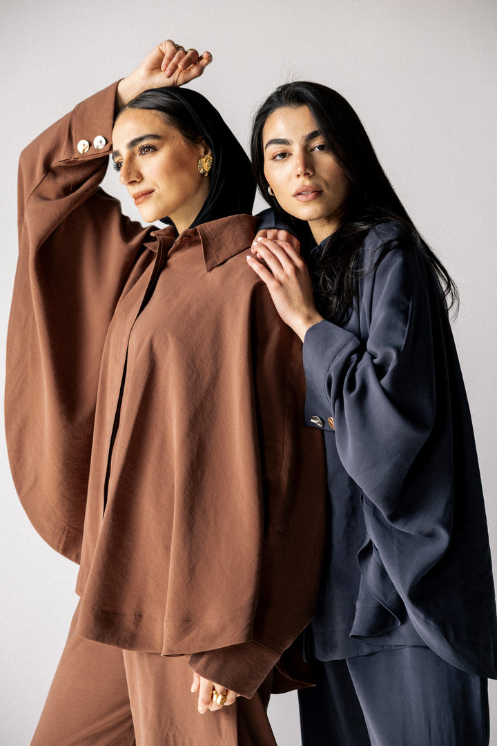 Curved washed set - Camel