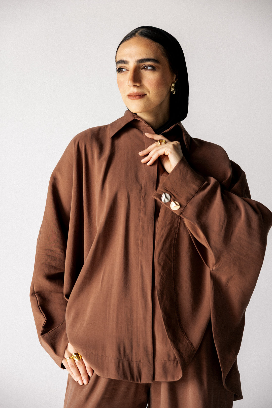Curved washed set - Camel