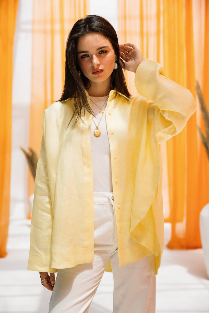 Elan linen shirt - Butter yellow
