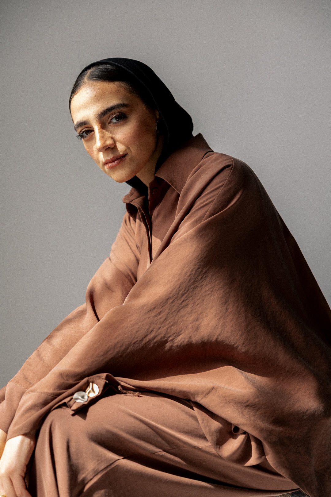 Curved washed set - Camel