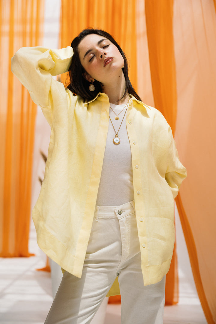 Elan linen shirt - Butter yellow