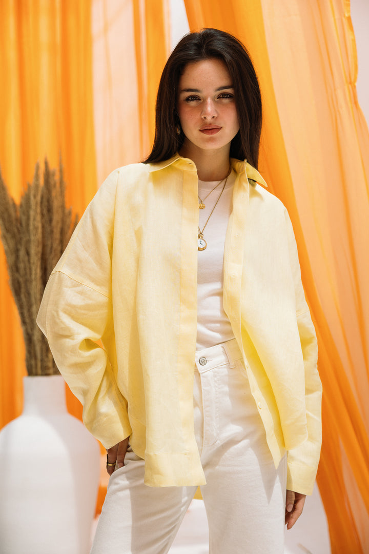 Elan linen shirt - Butter yellow