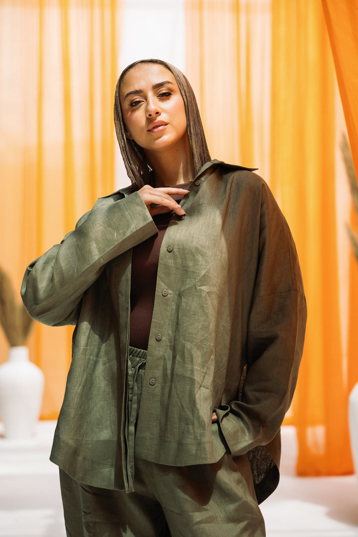 Elan linen shirt - olive