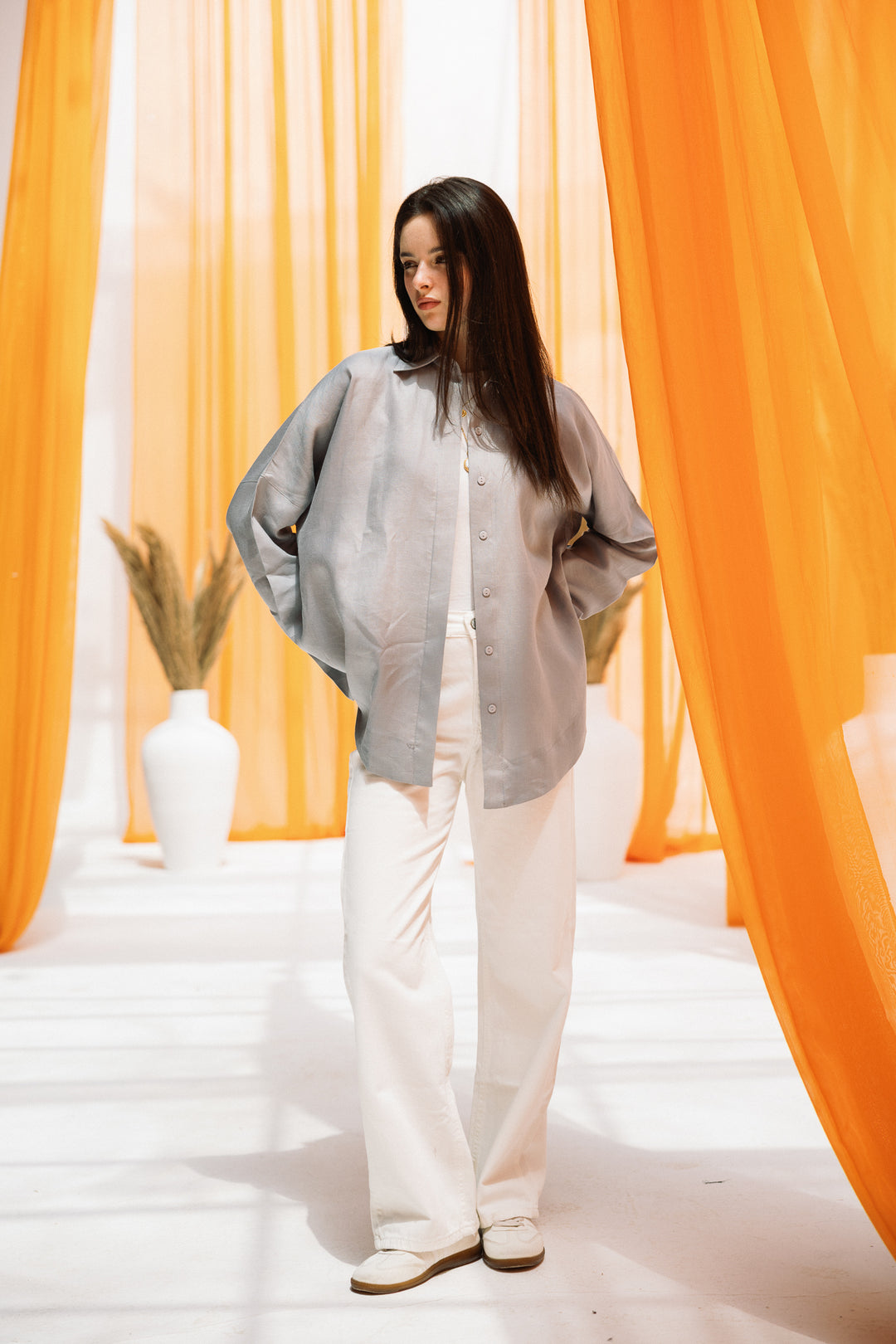 Elan linen shirt - light gray