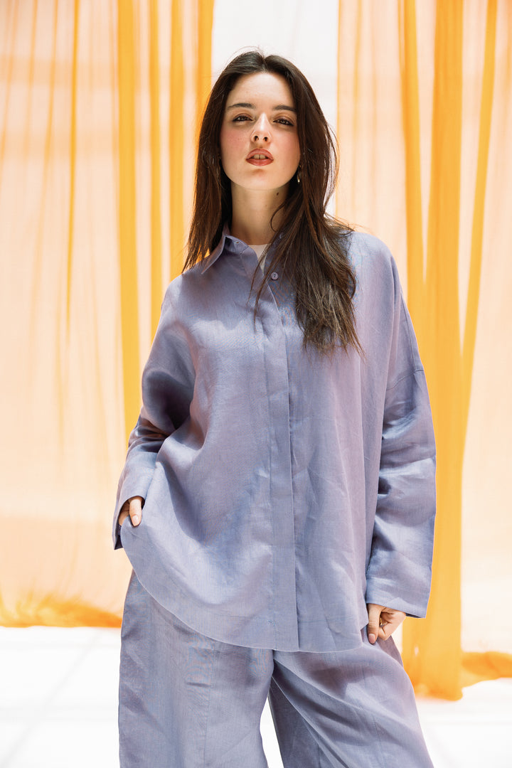 Elan linen shirt - State blue