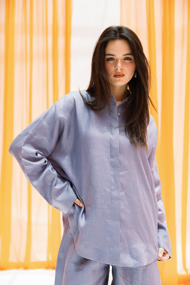 Elan linen shirt - State blue