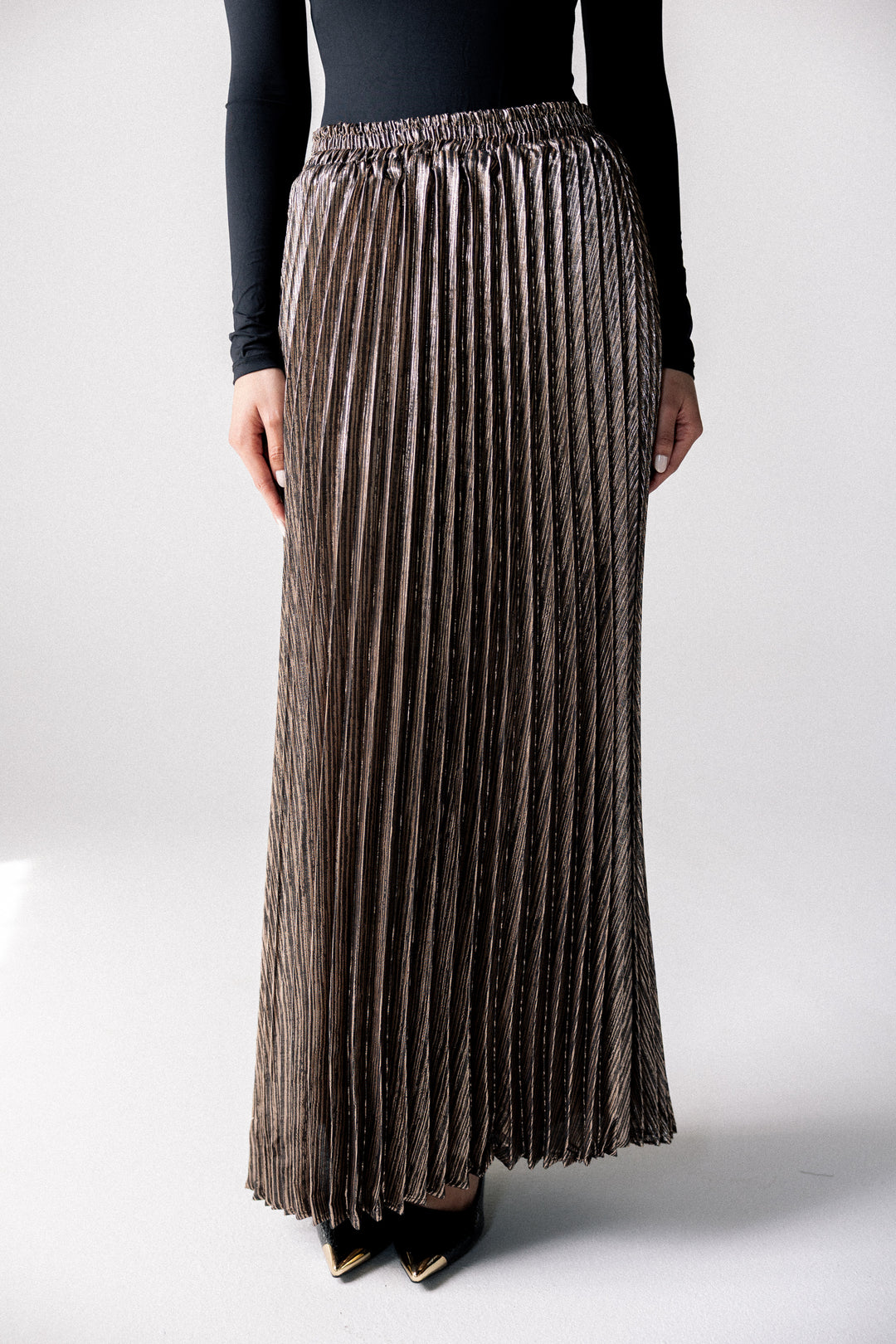 Sparkling pleated Skirt- Rose Gold