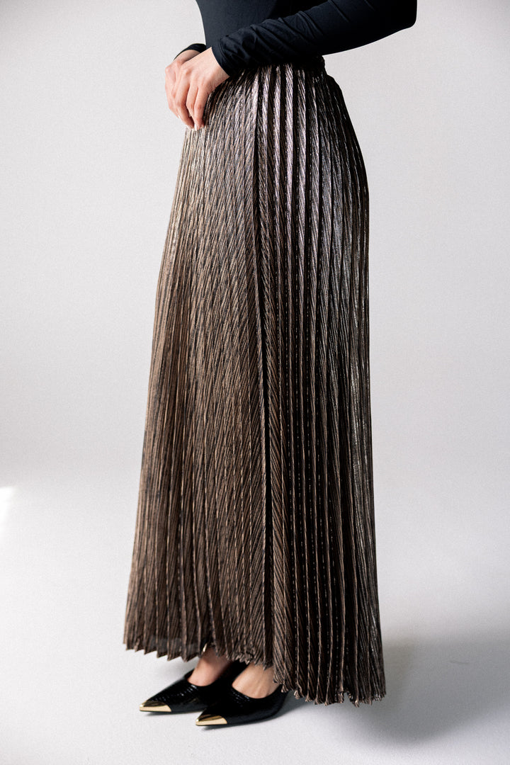 Sparkling pleated Skirt- Rose Gold