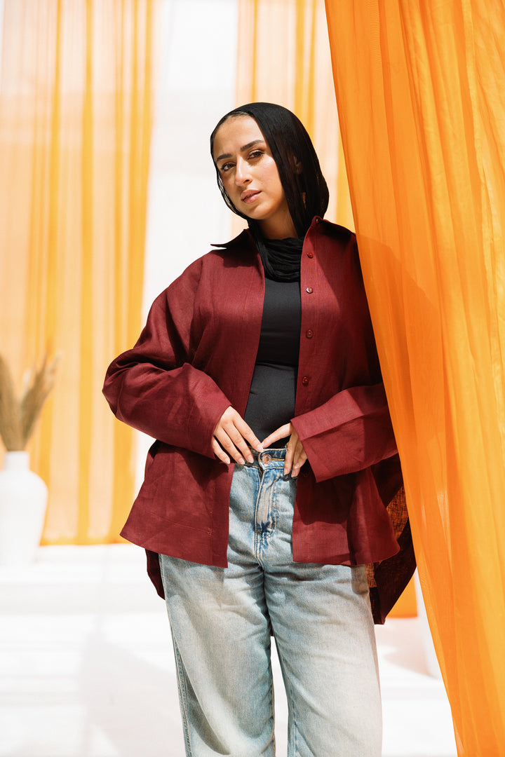 Elan linen shirt - blackberry