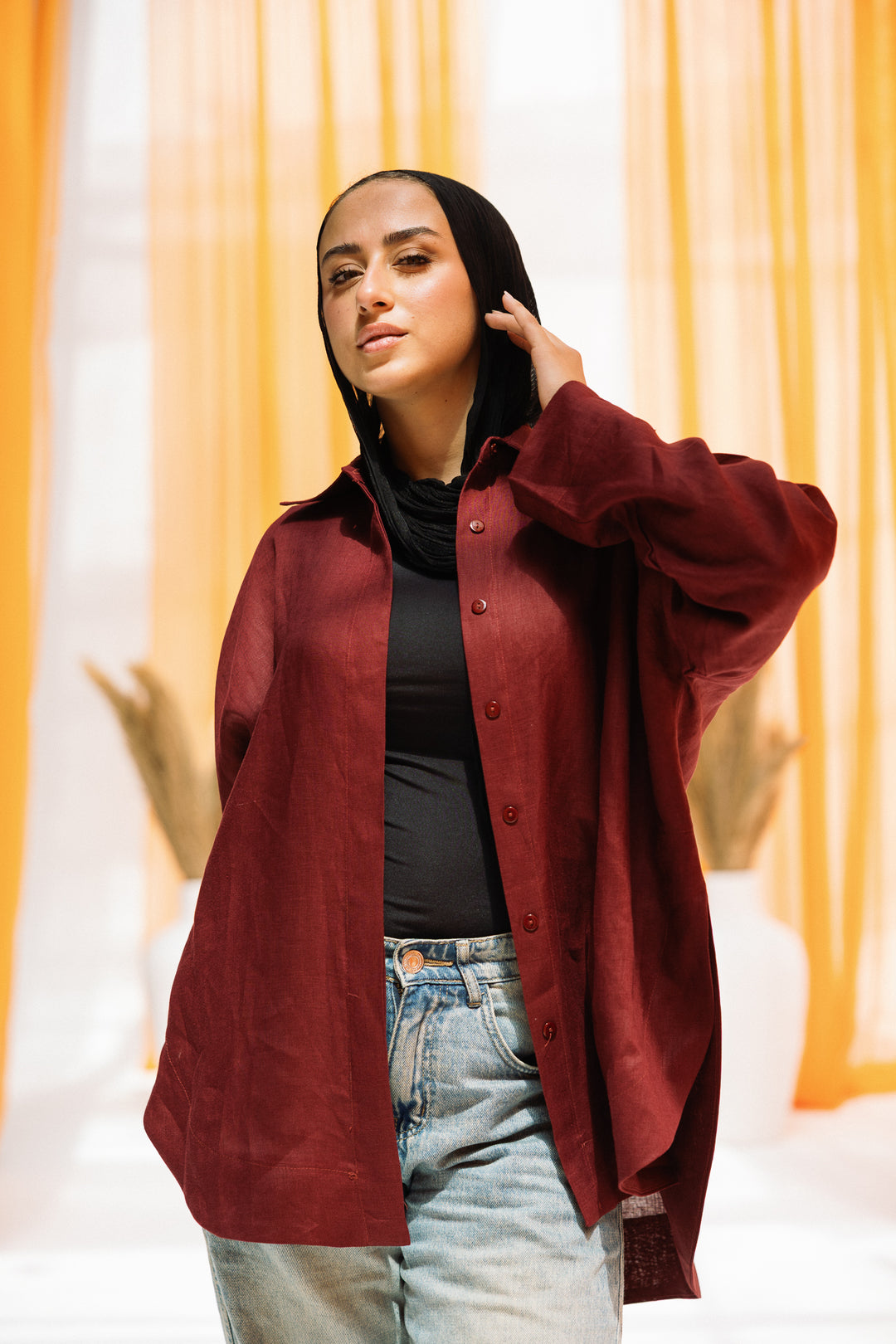 Elan linen shirt - blackberry