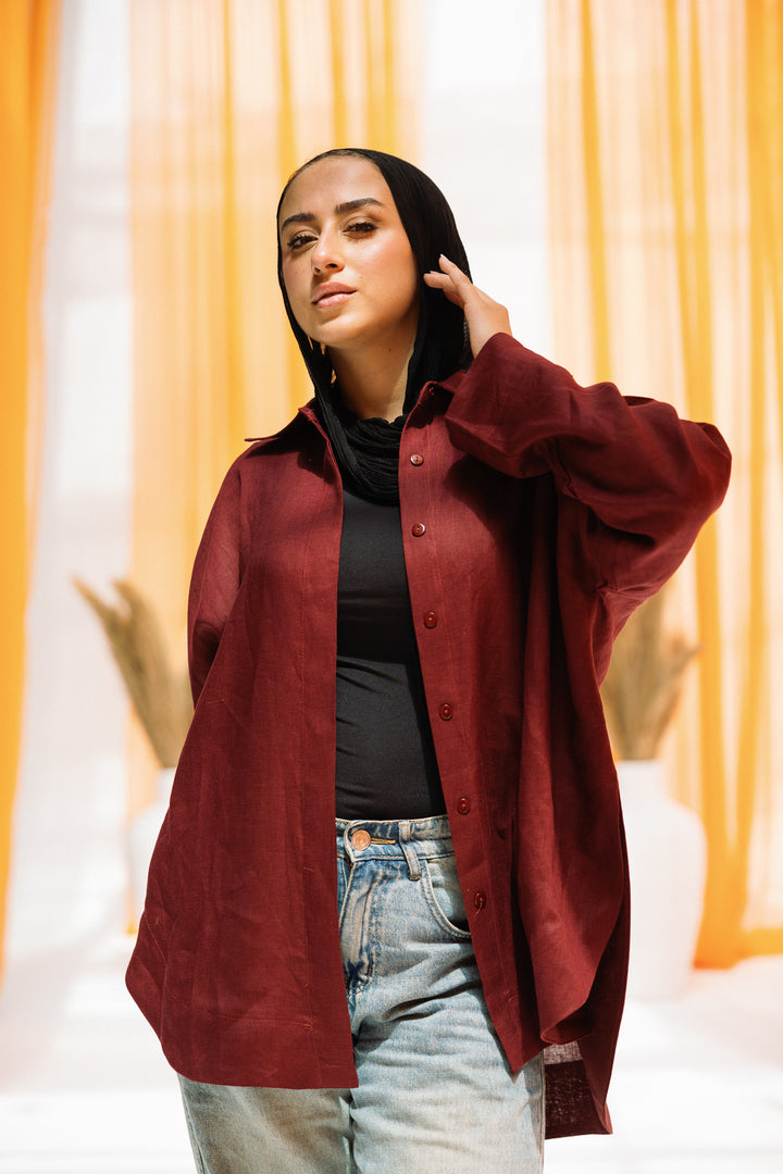 Elan linen shirt - blackberry