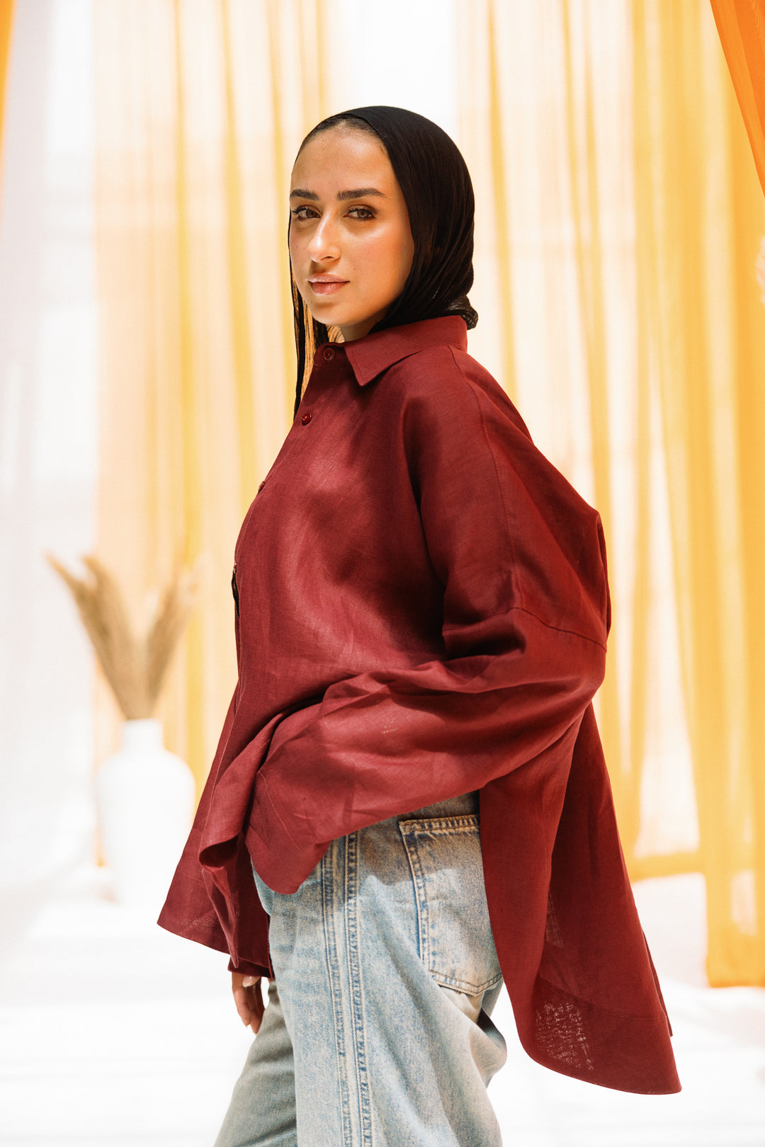 Elan linen shirt - blackberry