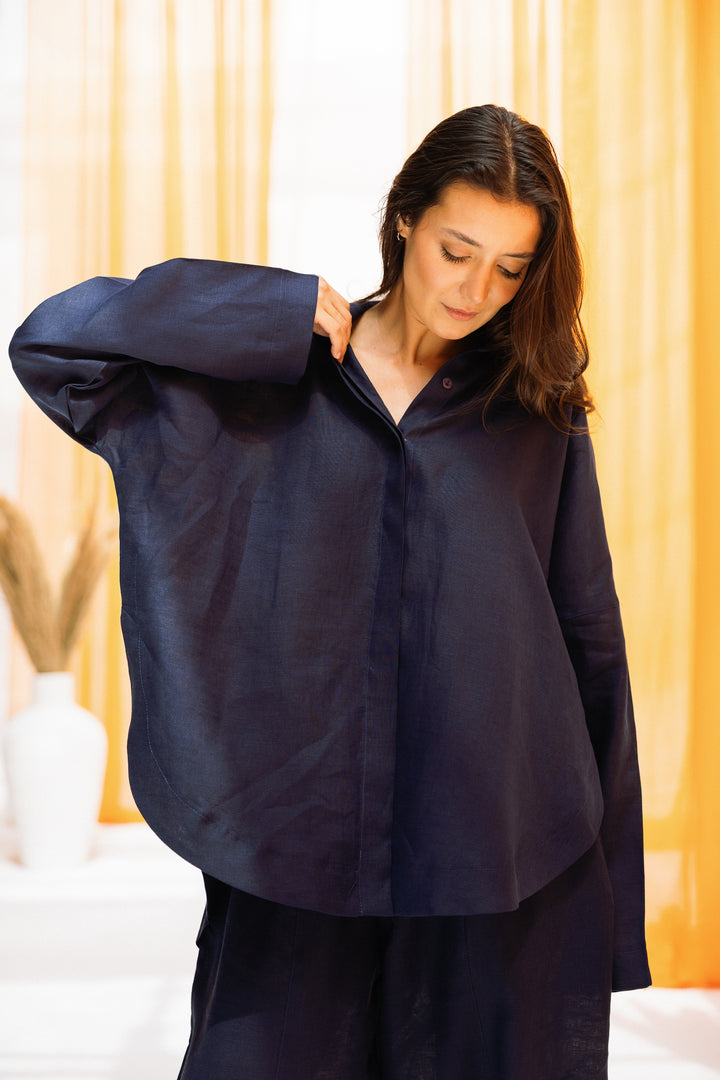 Elan linen shirt - indigo