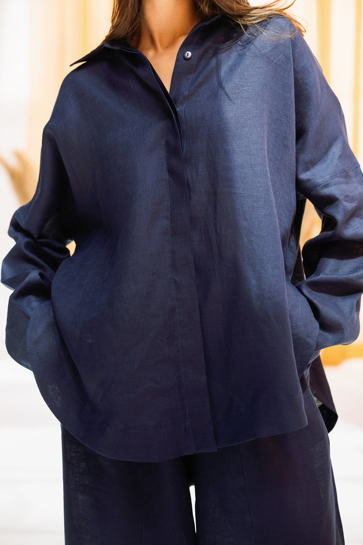 Elan linen shirt - indigo